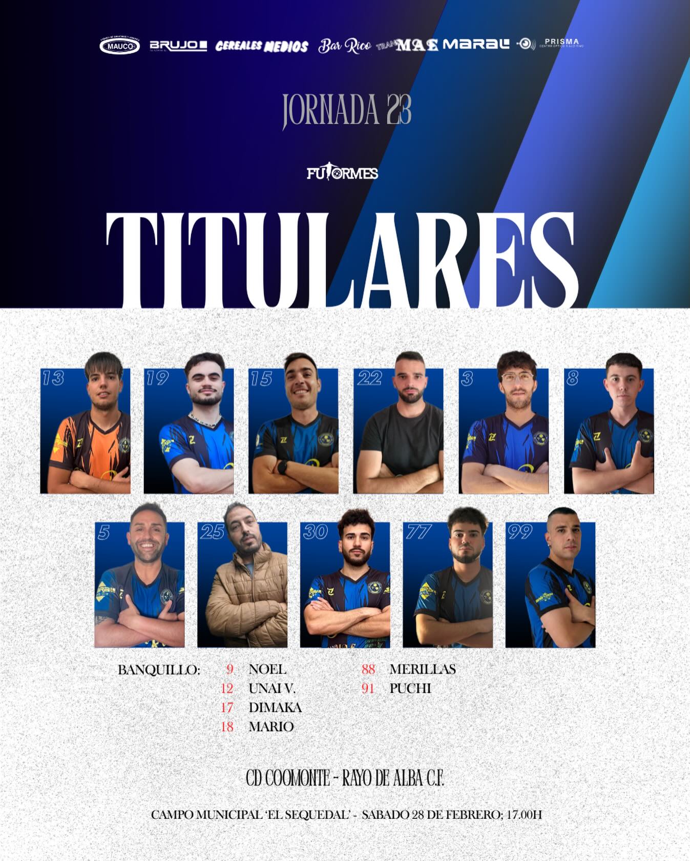 XI INICIAL |
Los 11 jugadores que salieron de cara en la tarde de hoy.
¡1, 2, 3, Coomonte, Coomonte, Coomonte! 🖤💙
#poryparaelpueblo | #cdcoomonte | #futormeszamora