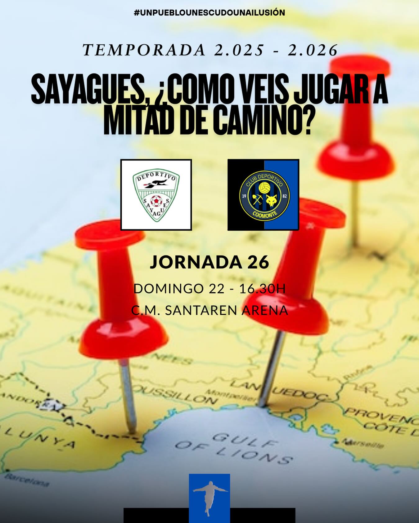 “SAYAGUES, ¿CÓMO VEIS JUGAR A MITAD DE CAMINO?”
Llega la salida más lejana de la temporada. La que nadie quiere, pero toca igualmente, ya sea en casa o a 130km de casa.
Mañana, nos jugamos los 3 puntos en uno de los mejores campos de la categoría como es el del @cdsayagues.
¡Afición, seguro que respondéis, y seguro que allí estaréis!
¡1, 2, 3, Coomonte, Coomonte, Coomonte! 🖤💙
#poryparaelpueblo | #cdcoomonte | #futormeszamora