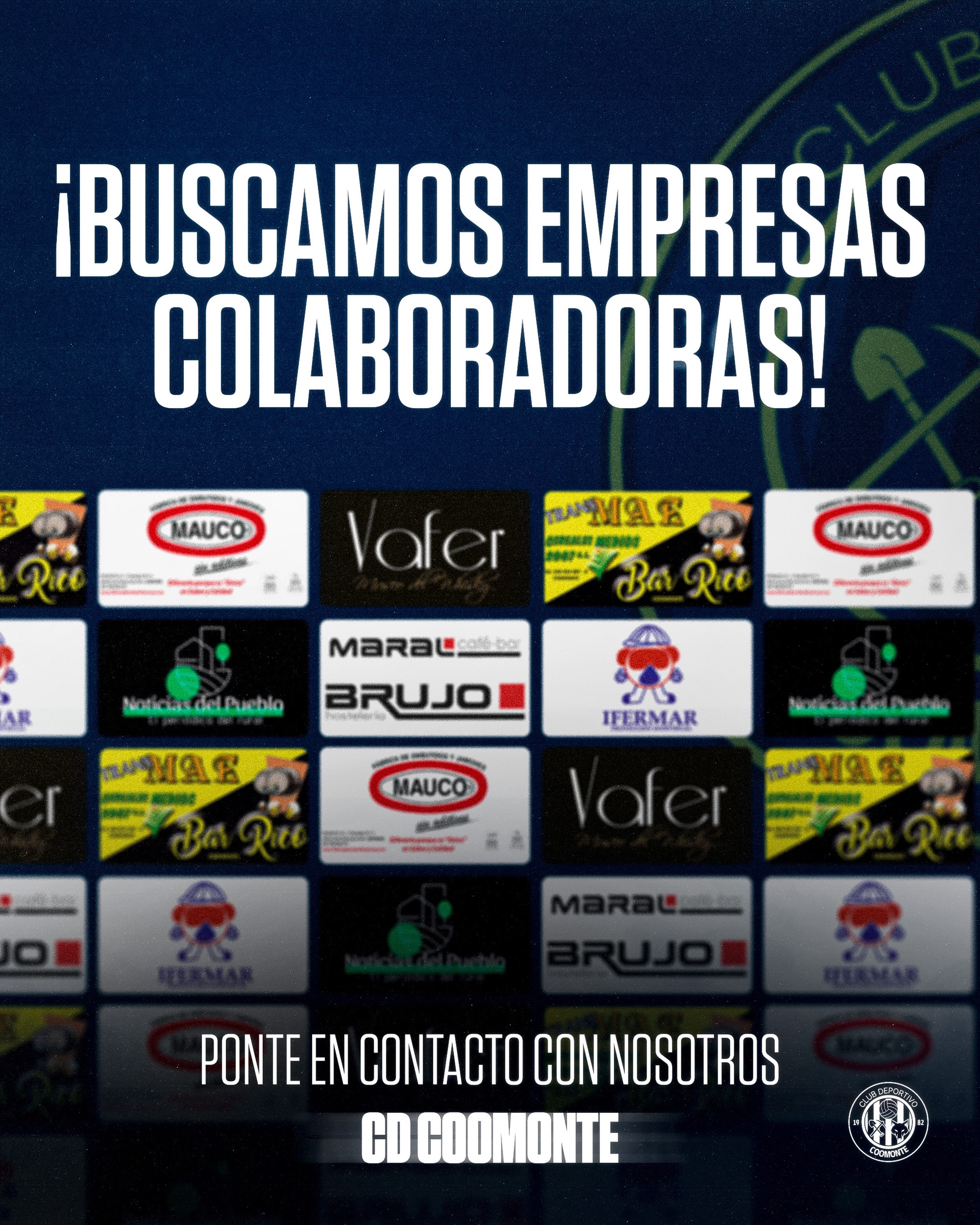 ℹ️ | INFORMACIÓN
Arranca una nueva temporada, y con ello, buscamos nuevos patrocinadores. Buscamos empresas que quieran unirse a nuestro proyecto, y que confíen en nuestro proyecto, empresas que aporten su granito de arena.
¡Te estamos buscando! ¡No dudes en preguntar!
¡1, 2, 3, Coomonte, Coomonte, Coomonte! 🖤💙
#unpueblounescudounailusion | #cdcoomonte