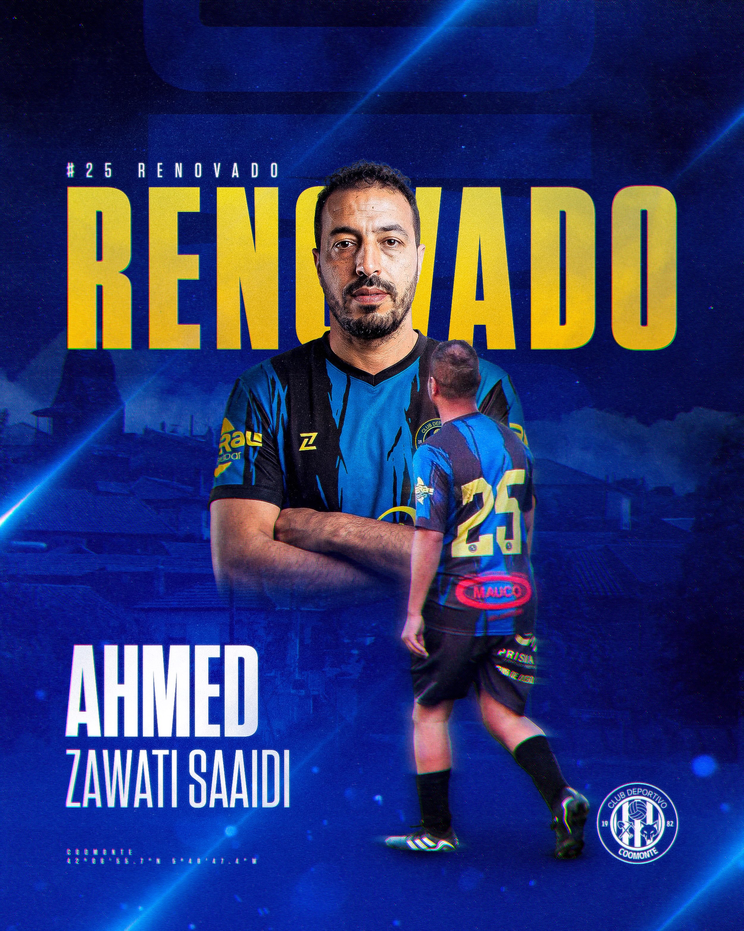 RENOVADO | 

Media temporada pasada le bastó para ganarse el cariño de la afición, Ahmed renueva su compromiso una temporada más. Poderío, garra, contundente, aspectos que le definen. 

¡Talento, trabajo y compromiso; seguimos juntos! 

¡1, 2, 3, Coomonte, Coomonte, Coomonte! 🖤💙 

#unpueblounescudounailusion | #cdcoomonte