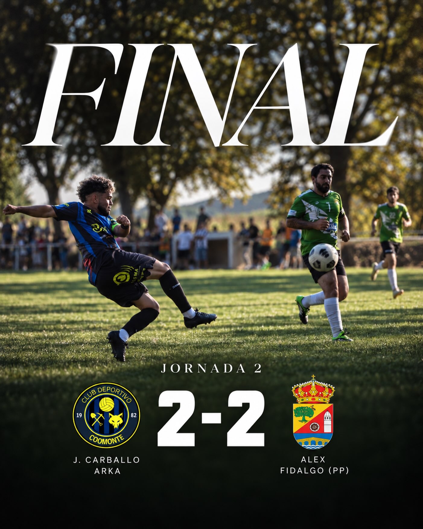 FINAL | 

Empate a 2 en el debut liguero en casa, con nuestra gente. Partido que empezamos 0-2 abajo donde el equipo en el descanso se supo recomponer y empatar en el segundo tiempo. Delante, un muy buen @cdsantacristina_oficial donde puso las cosas difíciles durante los 90’ del encuentro. 

¡Suerte en lo que resta de temporada al CD Santa Cristina, nos vemos en la vuelta! 

¡1, 2, 3, Coomonte, Coomonte, Coomonte! 🖤💙 

#unpueblounescudounailusion | #cdcoomonte